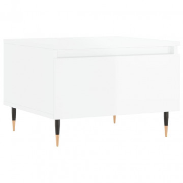 Mese de cafea 2 buc. alb extralucios 50x46x35 cm lemn compozit - Img 8