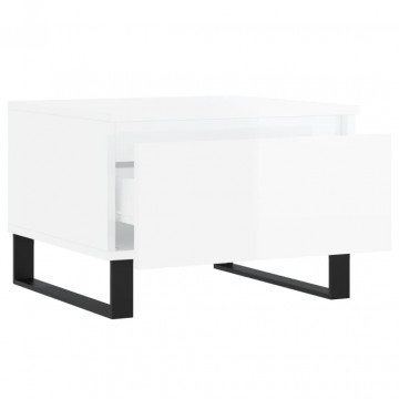 Mese de cafea 2 buc. alb extralucios 50x46x35 cm lemn compozit - Img 6