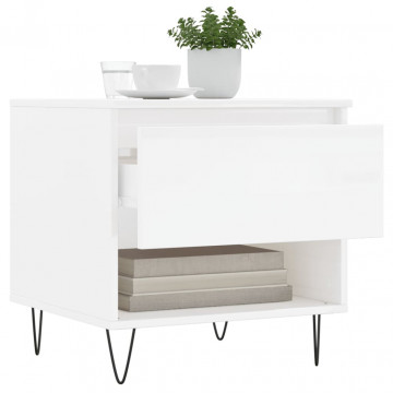 Mese de cafea 2 buc. alb extralucios 50x46x50 cm lemn compozit - Img 4