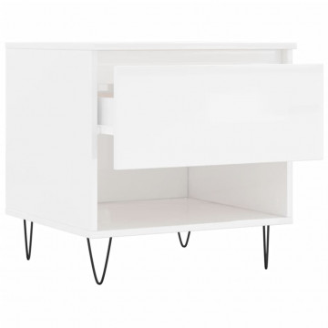 Mese de cafea 2 buc. alb extralucios 50x46x50 cm lemn compozit - Img 6