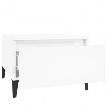 Mese laterale 2 buc. alb extralucios 50x46x35 cm lemn compozit - Img 7