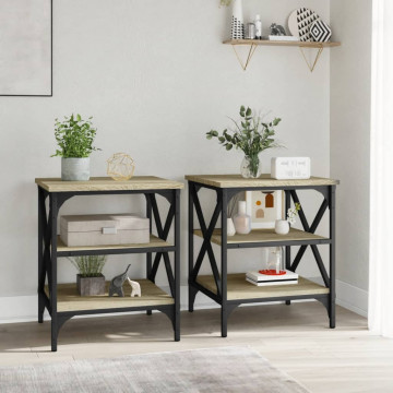 Mese laterale 2 buc. stejar sonoma 40x42x50 cm lemn compozit - Img 3