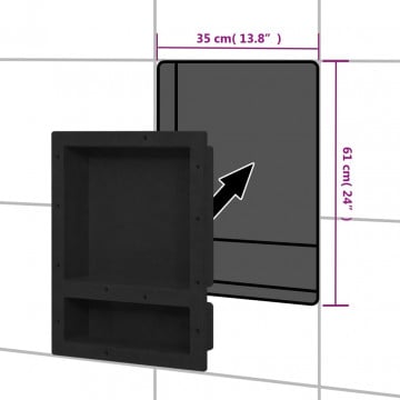 Nișă de duș, 2 compartimente, negru mat, 41x51x10 cm - Img 8
