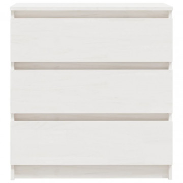 Noptieră, alb, 60x36x64 cm, lemn masiv de pin - Img 8