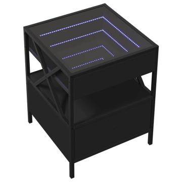 Noptieră cu LED infinity, negru, 40x40x51 cm - Img 3