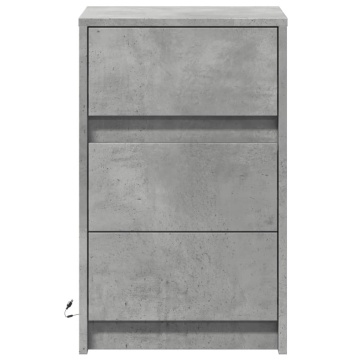 Noptieră cu lumini LED, gri beton, lemn prelucrat - Img 5