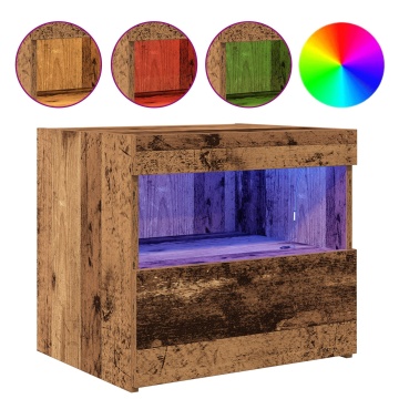 Noptieră cu lumini LED Lemn vechi 50x40x45 cm - Img 3