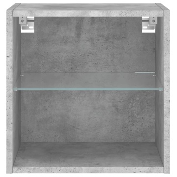 Noptieră cu lumini LED montată pe perete, gri beton - Img 6