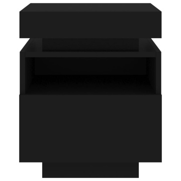 Noptieră cu lumini LED, negru, 40x39x48,5 cm - Img 6