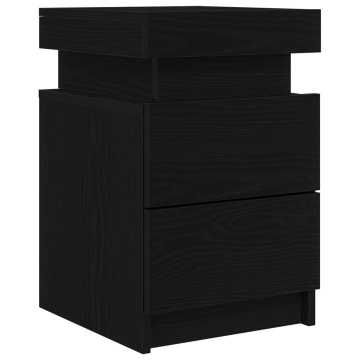 Noptieră cu lumini LED Stejar Negru 35x39x55 cm - Img 4
