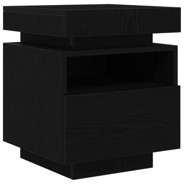Noptieră cu lumini LED Stejar Negru 40x39x48,5 cm - Img 2