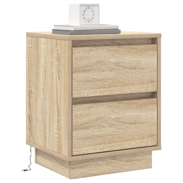 Noptieră cu lumini LED Stejar Sonoma 39x34.5x50 cm - Img 3