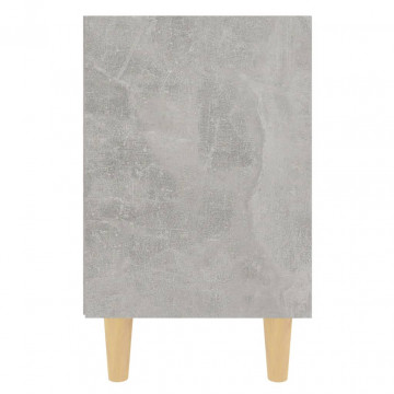 Noptieră cu picioare din lemn masiv, gri beton, 40x30x50 cm - Img 6