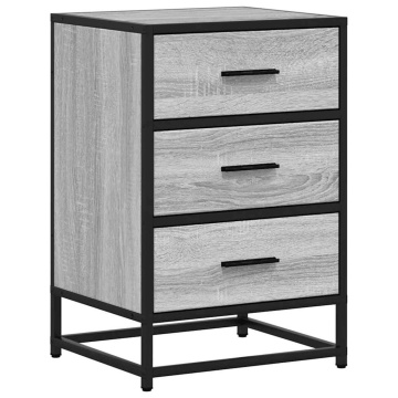 Noptiera gri Sonoma 40x34,5x60 cm lemn prelucrat si metal - Img 2