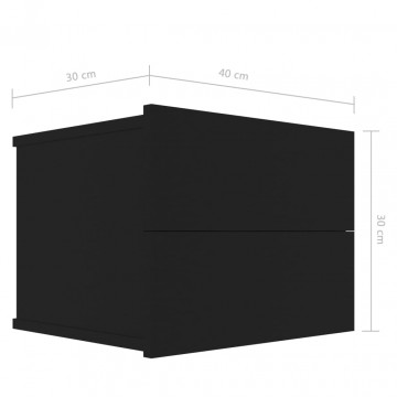 Noptieră, negru, 40 x 30 x 30 cm, PAL - Img 6