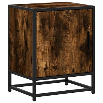 Noptiera stejar afumat 40x31x50 cm lemn prelucrat si metal - Img 2