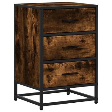 Noptiera stejar afumat 40x34,5x60 cm lemn prelucrat si metal - Img 2