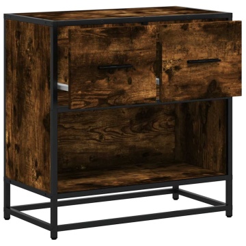 Noptiera stejar afumat 60x31x60 cm lemn prelucrat si metal - Img 7