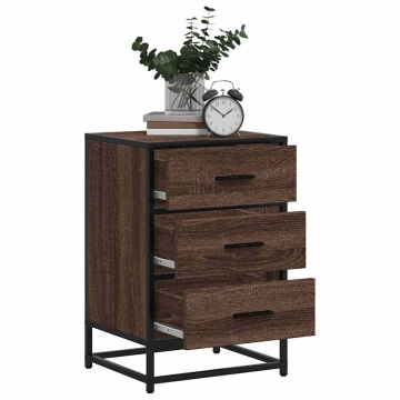 Noptiera stejar maro 40x34,5x60 cm lemn prelucrat si metal - Img 4