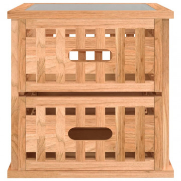 Noptiere, 2 buc., 34x34x34 cm, lemn masiv de nuc - Img 5