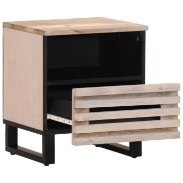 Noptiere, 2 buc., 40x33x46 cm, lemn masiv mango albit - Img 3