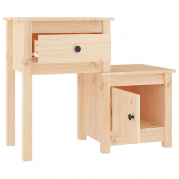 Noptiere, 2 buc., 79,5x38x65,5 cm, lemn masiv de pin - Img 4