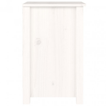 Noptiere, 2 buc., alb, 40x35x55 cm, lemn masiv de pin - Img 8