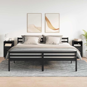 Noptiere 2 buc cu 2 sertare Negru 36x36x68 cm - Img 3
