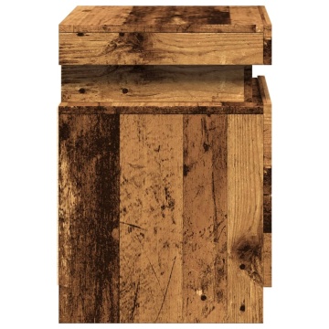 Noptiere, 2 buc cu LED lemn învechit 35x39x55 cm lemn prelucrat - Img 7