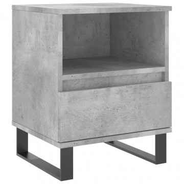 Noptiere, 2 buc., gri beton, 40x35x50 cm, lemn compozit - Img 8