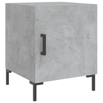 Noptiere, 2 buc., gri beton, 40x40x50 cm, lemn compozit - Img 3