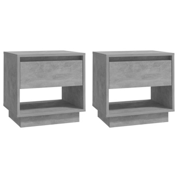 Noptiere, 2 buc., gri beton, 45x34x44 cm, PAL - Img 2