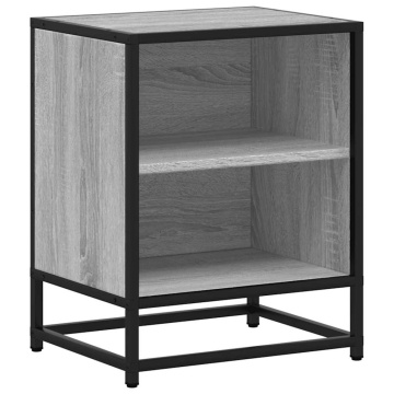 Noptiere 2 buc Gri Sonoma 40x31x50 cm lemn prelucrat și metal - Img 5