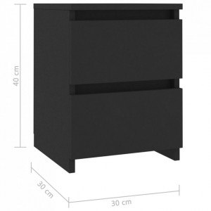 Noptiere, 2 buc., negru, 30 x 30 x 40 cm, PAL - Img 7