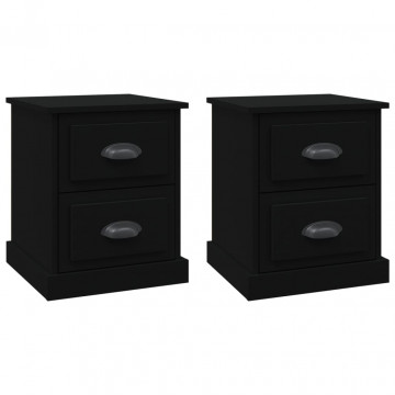 Noptiere, 2 buc, negru, 39x39x47,5 cm, lemn prelucrat - Img 2