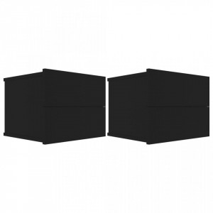 Noptiere, 2 buc., negru, 40 x 30 x 30 cm, PAL - Img 2