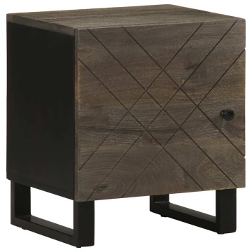 Noptiere, 2 buc., negru, 40x33x46 cm, lemn masiv de mango - Img 2