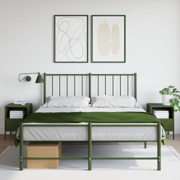 Noptiere 2 buc. verde măslină 36x39x50,5cm oțel laminat la rece - Img 1