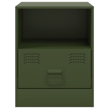 Noptiere, 2 buc., verde olive, 34,5x39x44 cm, oțel - Img 8