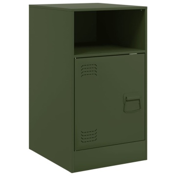 Noptiere, 2 buc., verde olive, 34,5x39x62 cm, oțel - Img 6