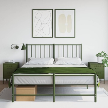 Noptiere, 2 buc., verde olive, 36x39x50,5 cm, oțel - Img 1