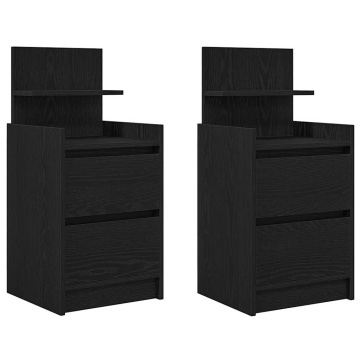Noptiere cu 2 sertare 2 buc Negru 38x34x80 cm - Img 2