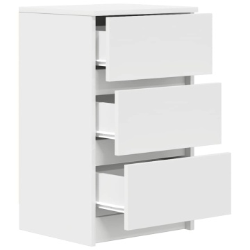 Noptiere cu 3 sertare 2 buc Alb 39x35x65 cm - Img 5