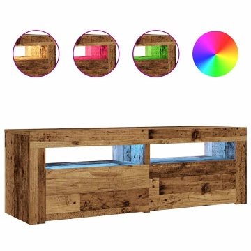 Noptiere cu LED-uri, 2 buc., Lemn vechi, 60x35x40 cm - Img 2