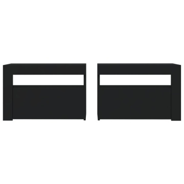 Noptiere cu LED-uri, 2 buc., negru, 60x35x40 cm - Img 4