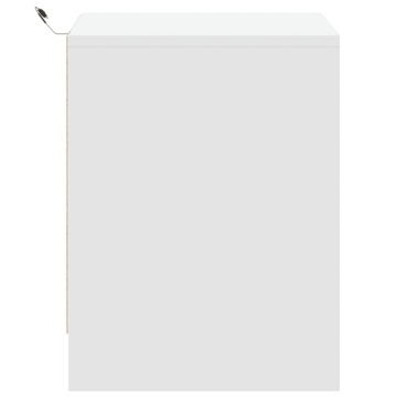 Noptiere cu lumini LED, 2 buc., alb, lemn prelucrat - Img 6