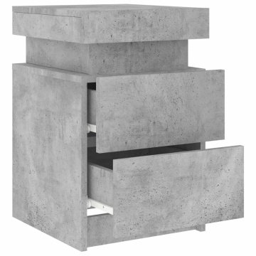 Noptiere cu lumini LED, 2 buc., gri beton, 35x39x55 cm - Img 7