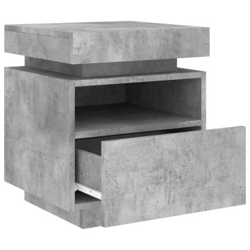 Noptiere cu lumini LED, 2 buc., gri beton, 40x39x48,5 cm - Img 6