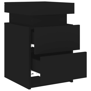 Noptiere cu lumini LED, 2 buc., negru, 35x39x55 cm - Img 7
