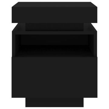 Noptiere cu lumini LED, 2 buc., negru, 40x39x48,5 cm - Img 7